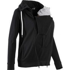 Bluza rozpinana ciążowa z wstawką niemowlęcą na nosidełko bonprix czarny. Czarne bluzy niemowlęce bonprix, z dresówki. Za 149,99 zł.