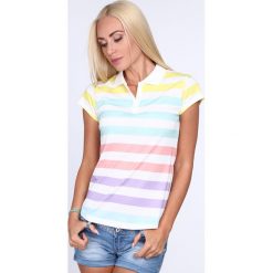 Koszulka polo w pastelowe paski 7589. Szare koszulki damskie Fasardi, s, w paski, polo, bez rękawów. Za 39,00 zł.