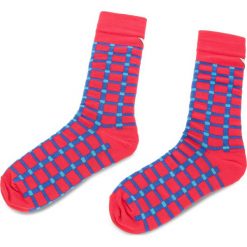 Skarpety Wysokie Unisex CUP OF SOX - Czerwono-Niebieskie Skarpety W Kratę C Czerwony Kolorowy. Czerwone skarpetki damskie marki Cup of sox, bez wzorów, z elastanu. Za 24,00 zł.