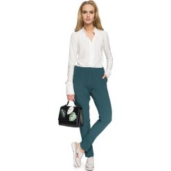 MARVELLA Eleganckie spodnie z gumą w pasie - zielone. Zielone spodnie damskie Stylove, s, z poliesteru. Za 139,00 zł.