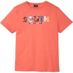 T-shirt z nadrukiem bonprix mandarynkowy z nadrukiem. Czerwone koszulki męskie bonprix, s, z nadrukiem, bez kołnierzyka, bez rękawów. Za 37,99 zł.