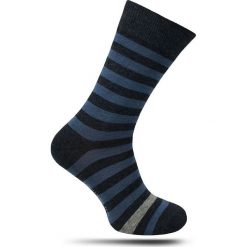 Niebiesko-Granatowe Bawełniane Skarpetki Męskie -Chattier- w Paski, Casualowe SKCH0080casual. Niebieskie skarpetki męskie Chattier, w paski, z bawełny. Za 12,90 zł.