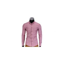 KOSZULA MĘSKA ELEGANCKA Z DŁUGIM RĘKAWEM K350 - CZERWONA. Czerwone koszule męskie Ombre Clothing, m, z bawełny, z klasycznym kołnierzykiem, z długim rękawem. Za 49,00 zł.