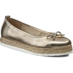 Espadryle BALDACCINI - 751500-9 Złoty. Żółte espadryle damskie marki Baldaccini, z aplikacjami, ze skóry, bez obcasa, na płaskiej podeszwie, bez zapięcia. W wyprzedaży za 189,00 zł.