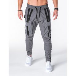 SPODNIE MĘSKIE JOGGERY P671 - SZARE. Szare joggery męskie Ombre Clothing. Za 89,00 zł.