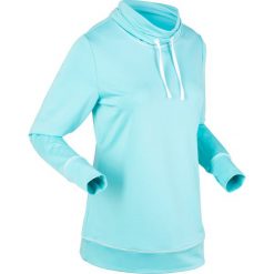 Shirt funkcyjny, długi rękaw bonprix morsko-biały. Niebieskie koszulki damskie bonprix, bez wzorów, bez kołnierzyka, z długim rękawem. Za 89,99 zł.