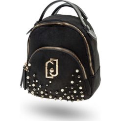 PLECAK LIU JO. Czarne plecaki damskie Liu Jo, w paski, z zamszu, eleganckie. Za 559,00 zł.