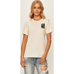 Billabong - T-shirt. Białe bluzki damskie Billabong, s, z nadrukiem, z bawełny, casualowe, z okrągłym kołnierzem, z krótkim rękawem. Za 89,90 zł.