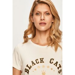 Silvian Heach - T-shirt. Białe bluzki damskie Silvian Heach, s, z nadrukiem, z elastanu, z okrągłym kołnierzem. W wyprzedaży za 139,90 zł.