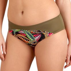 Dolna część kostiumu kąpielowego Fly, figi wysokie. Brązowe stroje kąpielowe damskie marki Lupoline, z aplikacjami, klasyczne. Za 68,24 zł.