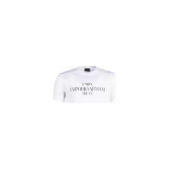 T-shirty z krótkim rękawem Emporio Armani YAYARI. Białe t-shirty męskie marki Emporio Armani, xl, bez wzorów, bez kołnierzyka, krótkie. Za 349,00 zł.