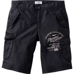Bermudy Regular Fit bonprix czarno-kamienisty. Czarne spodenki i szorty męskie bonprix, m, z nadrukiem. Za 99,99 zł.