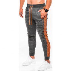 SPODNIE MĘSKIE DRESOWE P730 - GRAFITOWE/POMARAŃCZOWE. Brązowe spodnie dresowe męskie Ombre Clothing, z bawełny. Za 59,00 zł.