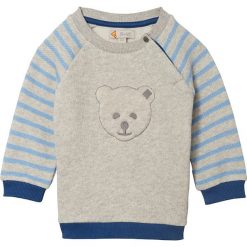 Bluza w kolorze szaro-błękitnym. Szare bluzy niemowlęce Steiff, bez wzorów, z bawełny, bez rękawów, bez kaptura. W wyprzedaży za 98,95 zł.