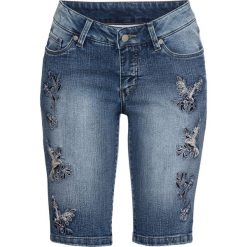 Bermudy dżinsowe bonprix niebieski "washed". Niebieskie szorty damskie bonprix, z haftami, z jeansu. Za 109,99 zł.