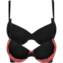 Biustonosz usztywniany (2 szt.) bonprix czarno-koralowy + czarny. Czarne biustonosze marki bonprix. Za 65,98 zł.