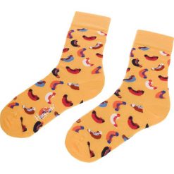 Skarpety Wysokie Unisex HAPPY SOCKS - HOT01-2000 Kolorowy Żółty. Żółte skarpetki damskie Happy Socks, bez wzorów, z elastanu. Za 34,90 zł.