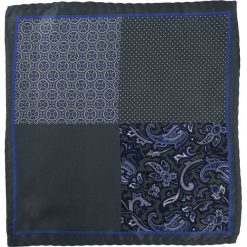 Poczwórna Szaro-Granatowa Elegancka Poszetka -ALTIES- Męska, Różne Wzory POSZALTTANIA0284. Szare poszetki męskie Alties, bez wzorów, z materiału, eleganckie. Za 16,90 zł.