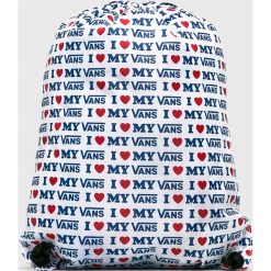 Vans - Plecak. Niebieskie plecaki damskie Vans, z nadrukiem, z poliesteru. W wyprzedaży za 49,90 zł.