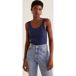 Mango - Top. Niebieskie topy damskie marki Mango, s, z elastanu, z okrągłym kołnierzem. Za 29,90 zł.