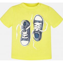 Mayoral - T-shirt dziecięcy 68-98 cm. Żółte t-shirty męskie marki Mayoral, z nadrukiem, z bawełny, z okrągłym kołnierzem. Za 54,90 zł.