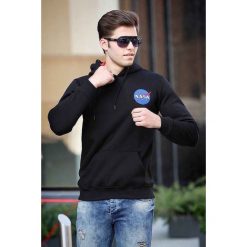 Bluza męska NASA BLACK. Czarne bluzy męskie Bluza męska NASA BLACK, s, bez wzorów, bez kołnierzyka, bez rękawów, bez kaptura. W wyprzedaży za 79,00 zł.
