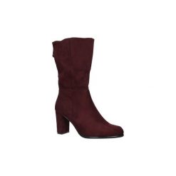 Buty zimowe damskie: Kozaki Sergio Leone Bordowe kozaki z ozdobnym suwakiem KZ270