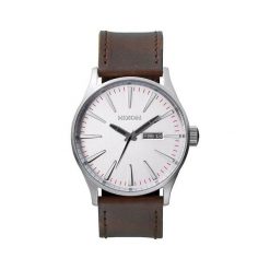 Zegarki męskie: Zegarek męski Nixon Silver Brown Sentry Leather A1051113