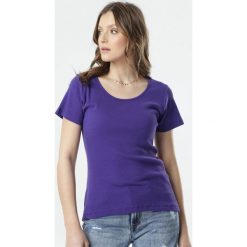 Fioletowy T-shirt Ananore. Fioletowe t-shirty damskie Born2be, s, bez wzorów, z dzianiny, sportowe, z okrągłym kołnierzem, z krótkim rękawem. Za 39,99 zł.