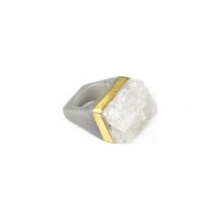 InspiRING Kryształ Górski i Agat 1/4 złoto roz.12. Białe pierścionki damskie Brazi druse jewelry, z agatem, złote. Za 320,00 zł.