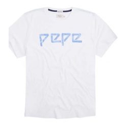 T-shirt w kolorze białym. Białe t-shirty damskie Pepe Jeans, xs, z nadrukiem, z okrągłym kołnierzem. W wyprzedaży za 109,95 zł.