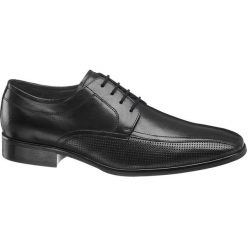Półbuty męskie AM SHOE czarne. Czarne buty wizytowe męskie AM SHOE, bez wzorów, ze skóry, eleganckie, na sznurówki. Za 179,90 zł.