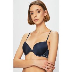 Emporio Armani - Biustonosz. Niebieskie biustonosze Emporio Armani, z haftami, z elastanu. W wyprzedaży za 129,90 zł.