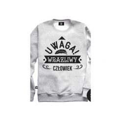 Bluza Wrażliwy Człowiek. Szare bluzy męskie marki ŁAP NAS, l, bez wzorów, bez kołnierzyka, bez rękawów, bez kaptura. Za 131,15 zł.