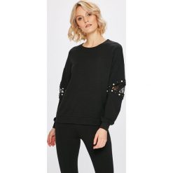 Guess Jeans - Bluza Eleonor. Czarne bluzy damskie marki Guess Jeans, s, z aplikacjami, z elastanu, bez kaptura. W wyprzedaży za 299,90 zł.
