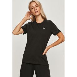 Adidas Originals - T-shirt. Czarne t-shirty damskie adidas Originals, z aplikacjami, z bawełny, casualowe, z okrągłym kołnierzem. Za 119,90 zł.