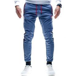 Spodnie męskie dresowe niebieskie Recea. Niebieskie spodnie męskie Recea, na co dzień, xl, bez wzorów, z bawełny, sportowe. Za 44,99 zł.