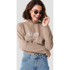 NA-KD Bluza z suwakiem - Brown,Beige. Brązowe bluzy rozpinane damskie NA-KD, z bawełny, z długim rękawem, długie. Za 161,95 zł.