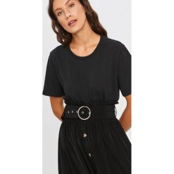 Answear Lab - T-shirt. Czarne bluzki damskie Answear Lab, s, bez wzorów, z bawełny, casualowe, z okrągłym kołnierzem. Za 59,90 zł.
