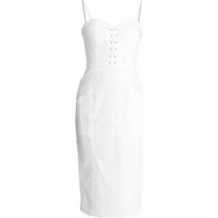 Forever New SIMONE FRONT DRESS Sukienka etui white. Białe sukienki damskie marki Forever New, bez wzorów, z bawełny, bez kołnierzyka, bez rękawów. Za 349,00 zł.