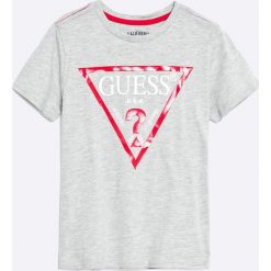 Guess Jeans - T-shirt dziecięcy 116-176 cm. Czarne t-shirty chłopięce Guess Jeans, z nadrukiem, z bawełny, bez rękawów. W wyprzedaży za 49,90 zł.
