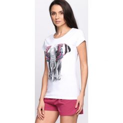 Biały T-shirt Baby Elephant. Białe bluzki damskie Born2be, l. Za 14,99 zł.