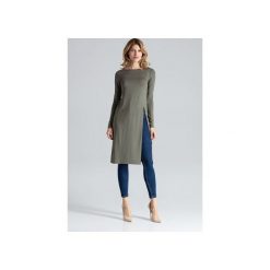 Bluzka389 Oliwka. Zielone bluzki damskie FIGL, xl, bez wzorów, klasyczne, z klasycznym kołnierzykiem, z długim rękawem. Za 99,00 zł.