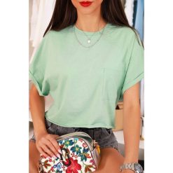 T-shirt damski SELENA MINT. Zielone bluzki damskie IVET, bez wzorów, bez kołnierzyka, bez rękawów. W wyprzedaży za 9,00 zł.