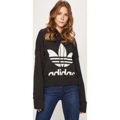 Adidas Originals - Bluza. Czarne bluzy damskie adidas Originals, z nadrukiem, z bawełny, bez rękawów, z kapturem. W wyprzedaży za 239,90 zł.