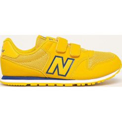 New Balance - Buty dziecięce YV500CG. Żółte trampki chłopięce New Balance, bez wzorów, z gumy, sportowe, z okrągłym noskiem, bez zapięcia. Za 199,90 zł.