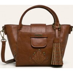 Desigual - Torebka. Żółte torebki klasyczne damskie Desigual, w paski, z poliesteru, casualowe, na ramię, średnie, bez dodatków. Za 299,90 zł.