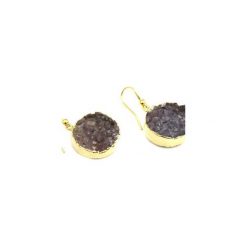 Earrings Okrągłe Agat Grafitowy złoto. Szare kolczyki damskie marki Brazi druse jewelry, z agatem, złote. Za 220,00 zł.