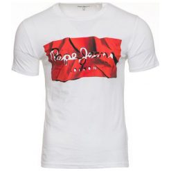 Pepe Jeans T-Shirt Męski Raury, Xl, Biały. Białe koszulki męskie Pepe Jeans, xl, z nadrukiem, z jeansu, bez kołnierzyka. Za 139,00 zł.