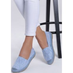 Niebieskie Espadryle Powers. Niebieskie espadryle damskie marki Inny, z aplikacjami, bez obcasa, na płaskiej podeszwie. Za 49,99 zł.